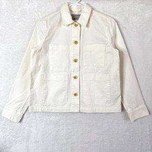 Everlane The Chore Button Front Collared Boxy Denim Jacket Womens XS Cream